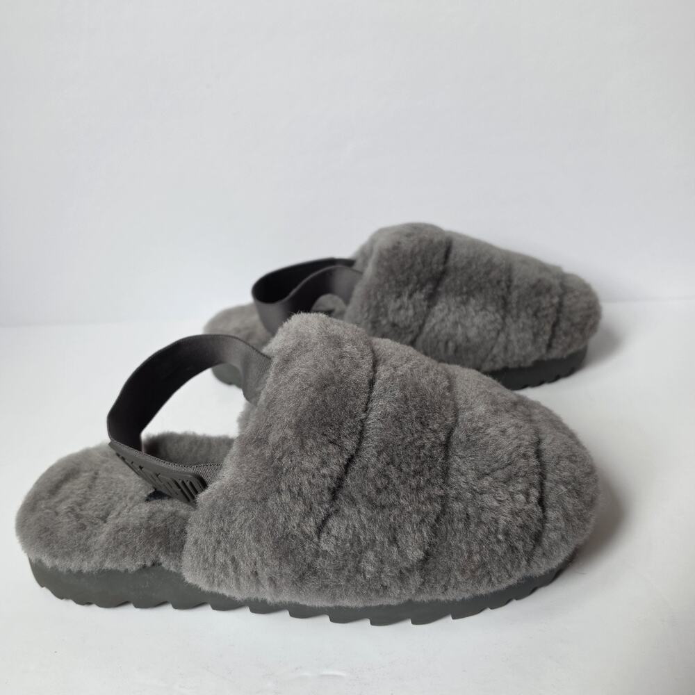 UGG Super Fluff Slipper Womens Size 7 Gray Slide Slip-On Faux Fur Lined 1121751